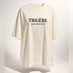 Trigère The Circle Limited Edition Annie Lennox tee, cream/blk, szS oversized